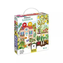 Banana Panda: Puzzle cu carduri ilustrate și poster - grădină, set de 40 piese