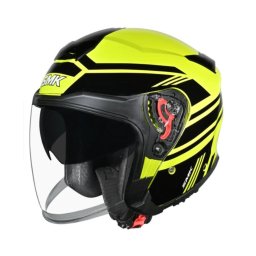 Casca moto open face SMK GTJ negru galben fluo