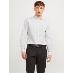 Jack & Jones Camasa barbati, din bumbac, croiala Slim fit, Blacardiff, Alb (SELECTATI MARIMEA: S)
