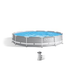 Piscina structura metalica, rotunda, cu filtru, pompa, gri, 366x76 cm, Intex Prism Frame GartenVIP DiyLine