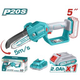 Fierastrau electric pentru crengi TOTAL 20V, lama 13 cm, cu acumulator si incarcator