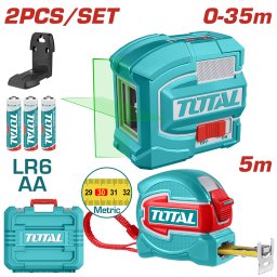 Kit nivela laser verde autonivelanta cu ruleta profesionala 5 m TOTAL