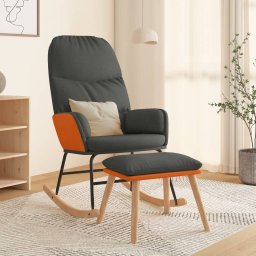 Scaun balansoar cu taburet, gri închis, textil GartenMobel Dekor