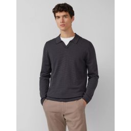 s.Oliver Pulover barbati cu guler polo, din bumbac, Regular fit, Negru (SELECTATI MARIMEA: M)