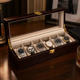 Cutie pentru 6 ceasuri Elegant Brown , cadou elegant pentru barbati