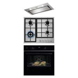 Pachet incorporabil AEG - Cuptor electric TU5AB21FSB, 72 l + Plita pe gaz HGB64420SM, Gratare de fonta, Wok + Hota DGE5661HM, 54 cm, 700 mc/h