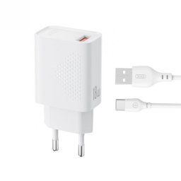 Incarcator priza USB-A 18W + cablu USB-C Alb, XO L159