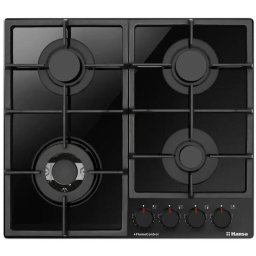 Plita Plita Gaz pe Sticla Incorporabila 4 Arzatoare 60 cm Negru, Timer Electronic, Protectie Copii, Arzator WOK