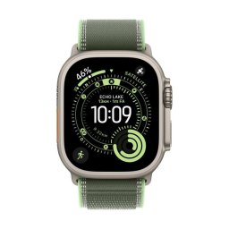 Curea Originală Apple Watch Trail Loop 49mm, Verde/Negru, Titan, Mărime S/M – Compatibilă cu Apple Watch