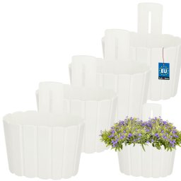 Ghiveci suspendat de perete pentru balcon și terasă alb 200 mm set 4 buc.