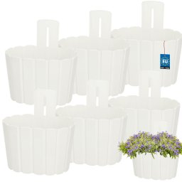 Ghiveci suspendat de perete pentru balcon și terasă alb 200 mm set 6 buc.