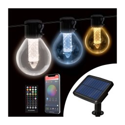 Ghirlandă solară LED reglabilă 15xLED/1,5W/3,7/5V 2200 mAh 9 m IP65 neagră + telecomandă