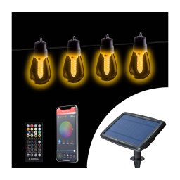 Ghirlandă solară LED reglabilă, 25 x LED, 1,5 W, 3,7/5 V, 2200 mAh, 15 m, IP65, negru, cu telecomandă