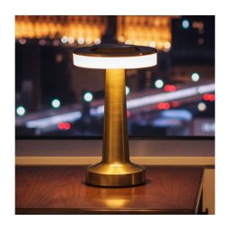 Lampă de birou LED reîncărcabilă LONDON, cu reglare a luminozității, 2W/5V, 400 mAh, aurie