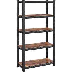 Raft metalic modular pentru depozitare SONGMICS, 5 polite, 650 kg, maro rustic