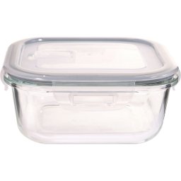 Caserola patrata din sticla MagicHome 1200 ml cu capac si ventil