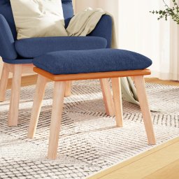 Taburet, albastru, 45x29,5x35 cm, material textil si piele eco GartenMobel Dekor