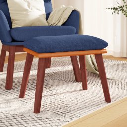 Taburet, albastru, 45x29,5x35 cm, material textil si piele eco GartenMobel Dekor