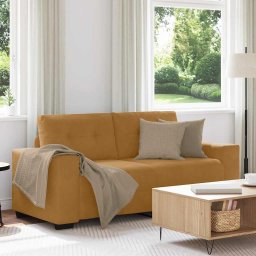 Canapea extensibila cu doua locuri, maro, 180x77x82 cm, catifea GartenMobel Dekor