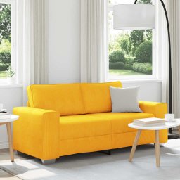 Canapea extensibila cu doua locuri, galben deschis, 180x77x82 cm, material catifea reiata GartenMobel Dekor