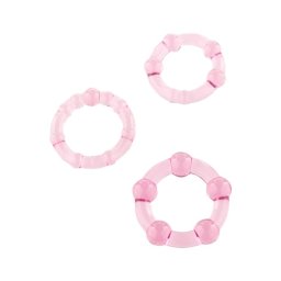 Te Tine Tare Set de 3 Inele pentru Penis - Roz