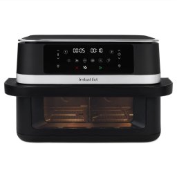 Friteuză dubla cu aer cald 8-în-1 Instant Pot Vortex VersaZone XL ClearCook 140-3025-01-EU, 2800 W, 12 l, 205 °C, EvenCrisp, Finalizare sincronizata a programelor, Comanda tactila, Negru/Inox