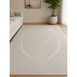 Covor Itea 42015-100, Marime 95 x 200 cm, Alb, Inaltime Fir 10 mm, Antialergic, Polipropilena, Living, Dormitor