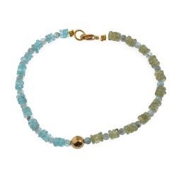 Bratara Apatit si Peridot discuri 4mm si sfere 3mm