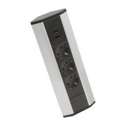 Coloană de prize pentru colț, 3x230 V + 2x USB-A, negru/argintiu