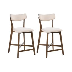 Produs Resigilat Set 2 scaune de bar Re-Bloom Yuma, lemn cauciuc/MDF/textil, 50x54x93 cm, spuma, 110 kg, alb/maro inchis - Verificat A