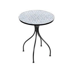 Produs Resigilat Masa bistro Re-Bloom Chapeco, fier/ceramica, 60x60x75 cm, 2 persoane, 50 kg, albastru/alb/negru - Verificat A