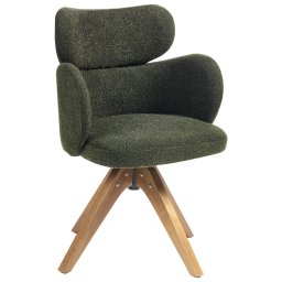 Produs Resigilat Scaun de masa pivotant Re-Bloom Marcy, textil/placaj stejar, 60x66x85 cm, rotire 360°, 100 kg, verde inchis/natur - Verificat A
