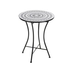 Produs Resigilat Masa bistro Re-Bloom Comiso, fier/ceramica, 60x60x75 cm, 2 persoane, 50 kg, rezistenta UV, negru/alb - Verificat A