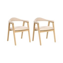 Produs Resigilat Set 2 scaune de masa Re-Bloom Oneco, lemn cauciuc/MDF/textil, 56x62x72 cm, 100 kg, natur/bej - Verificat A