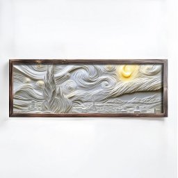 Tablou decorativ inramat, 40x120x3.5 cm, MDF 3mm, cadru lemn pin 100%, imprimare UV, format panoramic, gri/galben - Verificat A · Re-Bloom
