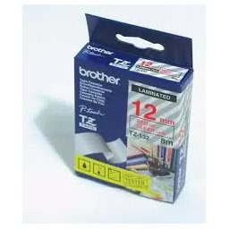 Bandă laminată Brother TZ132, 8m/12mm rosu/transparent