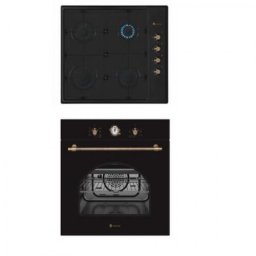 Cuptor cu Gaz Incorporabil 56 Litri 6 Functii de Gatire 3000 W Grill Clasa A 60 cm Negru
