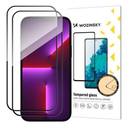 2pcs Full Screen Tempered Glass with Frame Case Friendly Full Glue iPhone 15 Pro - Black