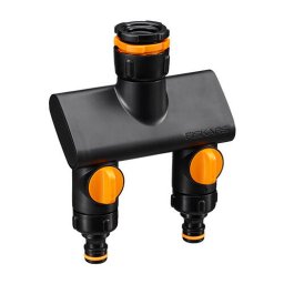 Conector robinet cu 2 cai Fiskars Comfort On/Off, 1070577, diametru conector 1/2", 3/4", 1