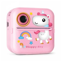 Aparat foto digital Mini imprimanta termica pentru copii Wozinsky WDT-03, 1200mAh, 200dpi, Bluetooth 5.4, Display 2.4 inch, USB-C, Roz