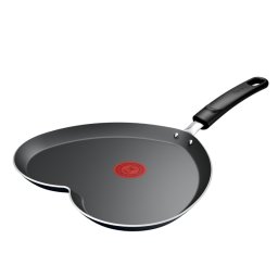 Tigai si seturi Tigaie de clătite în formă de inimă Tefal Pancake Day B0141002, 25 cm, înveliș antiaderent, indicator Thermo-Signal, baza Diffusion, roșu & negru
