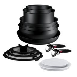 Tigai si seturi Set 13 piese Tefal Ingenio Excellence+ P0009753, tigaie de 24/28 cm, wok 26 cm, tigaie saute 24 cm, cratita 16/20 cm, capac ermetic 16/20 cm, capac sticla 16/20/24 cm, 2 manere detasabile, tehnologie FUSIONCORE, Thermo-Signal™, aluminiu. i