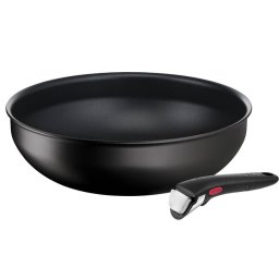 Tigai si seturi Set de 2 piese Tefal Ingenio Eco Resist L3979302, tigaie wok 26 cm, mâner detașabil, indicator Thermo Signal, înveliș antiaderent Titanium Anti-Scratch, compatibil cu inducția, negru