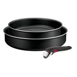 Tigai si seturi Set de 3 piese Tefal Ingenio Generous Cook L3129053, tigaie de 22/26 cm, mâner detașabil, indicator Thermo Signal, înveliș antiaderent Titanium