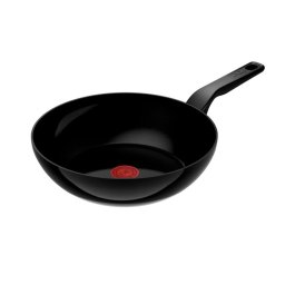 Tigai si seturi Tigaie wok Tefal Renew de 28 cm C4321923, 100% aluminiu reciclat, indicator Thermo-Signal, compatibil cu inducția, înveliș ceramic, negru