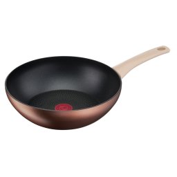 Tigai si seturi Tigaie wok Tefal Eco-Respect G2541902, 28 cm, aluminiu, înveliș antiaderent Titanium Pro, compatibil cu inducția, tehnologia Thermo-Signal™, bază Thermo-Fusion™, maro