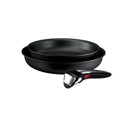 Tigai si seturi Set 3 piese Tefal Ingenio Excellence+ P0009653, tigaie de 22/26 cm, maner detasabil, tehnologie FUSIONCORE, Thermo-Signal™, invelis antiaderent, aluminiu. inductie, negru