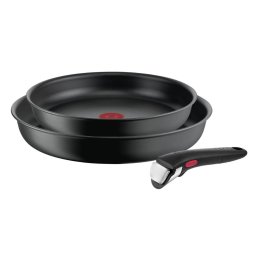 Tigai si seturi Set de 3 piese Tefal Ingenio Ultimate L7649343, tigaie 22/26 cm, maner detasabil, invelis antiaderent Titanium, indicator Thermo-Signal™, baza Thermo-Fusion™+, inductie, negru