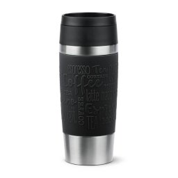 Termos Tefal Travel Mug Classic N2022010, inox, 0.5 L, 100% etanș, functie Quick Press, argintiu & negru