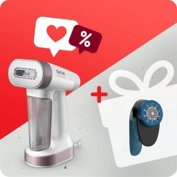 Fier de calcat Pachet PROMO Aparat de călcat vertical cu abur 2 în 1 Tefal Pure Force DT8720E0 & Aparat pentru îndepărtarea scamelor JB1011E0